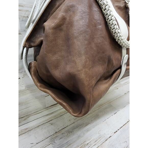 Gryson Olivia Brown "Skye" Made In Italy Two Toned Leather Satchel Bag - Picture 13 of 16